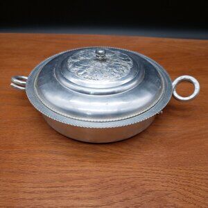 Vintage Cromwell Hand Wrought Aluminum Covered Casserole Dish w Handles